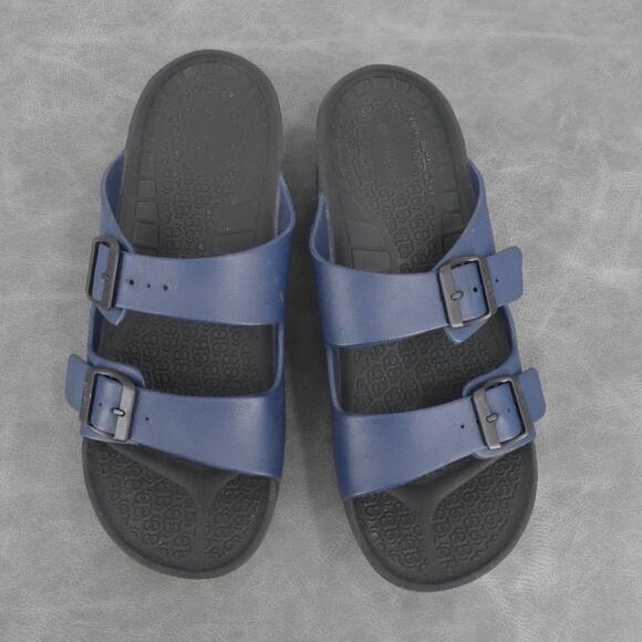 Gdefy Sandals Mens Size 13 Blue Black Double‎ Buckle Slip On Comfort Casual - Picture 2 of 8